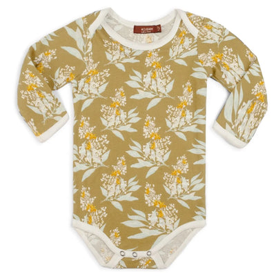 organic l/s one piece gold floral