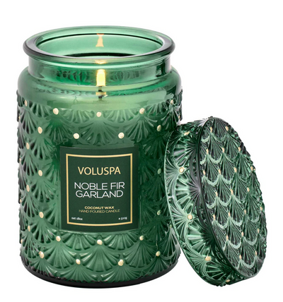 noble fir garland large jar candle