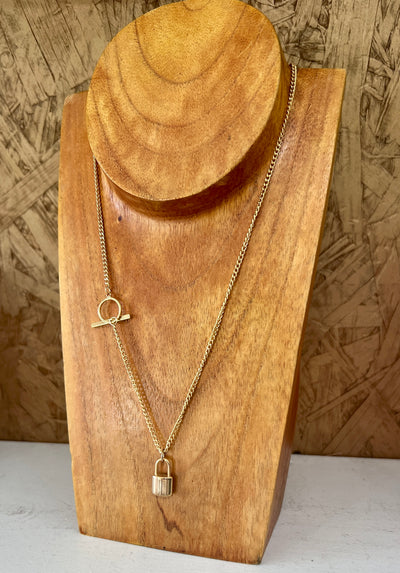 tiny gold lock necklace