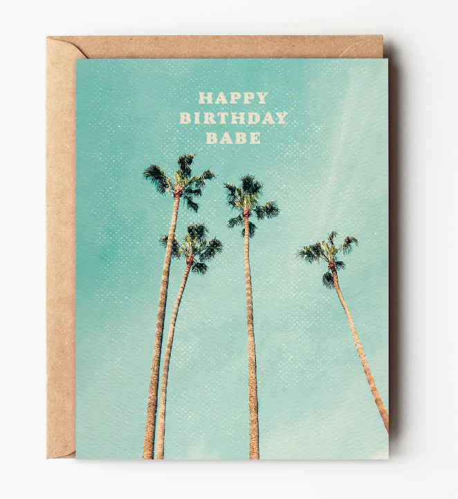 happy birthday babe palm tree card