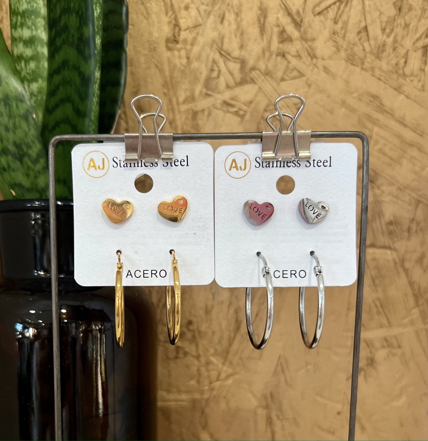duo pair (heart and hoops) earrings