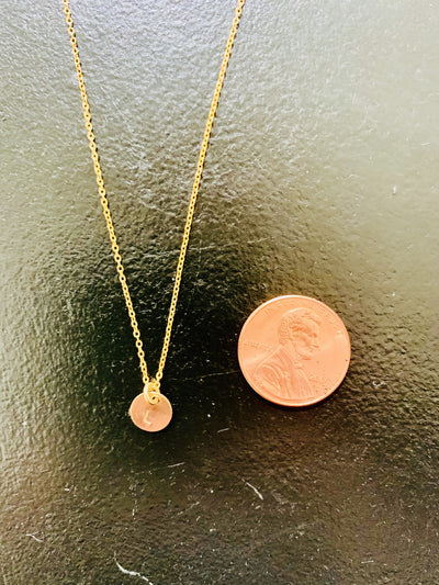 tiny circle initial necklace