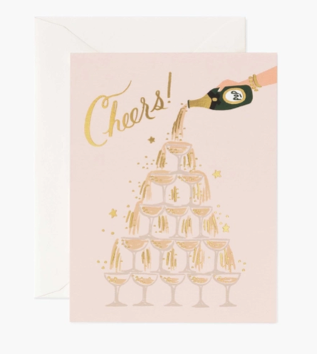 rifle paper champagne tower cheers card