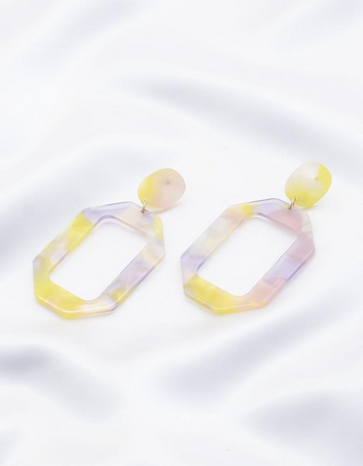 hexagon watercolor earrings