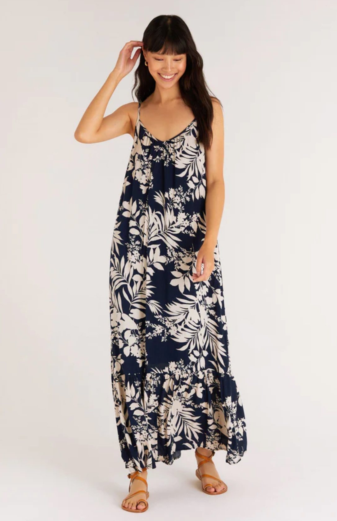 z supply rocco abstract leaf maxi dress